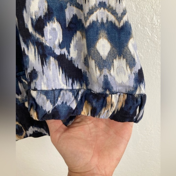 Chico’s Linen Boho Lagenlook Open Front Jacket Art to Wear Watercolor XL/16 - Picture 6 of 9